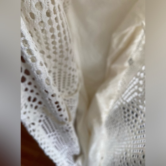 Mango Beige Boho Festival Crochet Beach Summer Tunic  Mini Dress Sz 14 - Picture 10 of 11